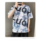 Men Loose Half Sleeves Shirt Summer Ice Silk Bottoming T-shirt Loose Round Neck Pullover Tops blue M