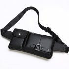 Men Phone Waist Bag Pu Single Shoulder Bag Satchel for <span style='color:#F7840C'>Outdoor</span> Sports Black