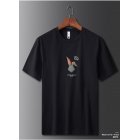 Men Round Neck Short Sleeves Tops Summer Fashion Cartoon Rabbit Printing T-shirt Casual Large Size Shirt black M