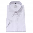 Men Short Sleeve Formal Shirt Casual Autumn Lapel Business Shirt for Adults White_M