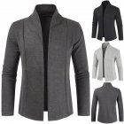 Men Simple Cardigan Slim Sweater Jacket Men V-collar Sweater Dark gray_XXL