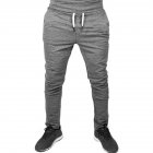 Men Solid Color Gym Fitness Casual Pants Dark gray_XL