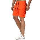 Men Sports Shorts Quick-drying Solid-color Fitness Pants Beach Casual Cropped Pants orange L