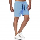 Men Sports Shorts Quick-drying Solid-color Fitness Pants Beach Casual Cropped Pants light blue XXL
