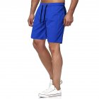Men Sports Shorts Quick-drying Solid-color Fitness Pants Beach Casual Cropped Pants blue XXL