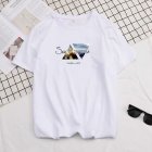 Men Summer Fashion Short-sleeved T-shirt Round Neckline Loose Printed Cotton Bottoming Top 3XL_614 white