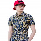 Men Summer Short Sleeve Vivid Color Printed Casual Shirt  DC08_XXXL
