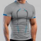 Men Summer Short Sleeves T-shirt Fashion Breathable Quick-drying Slim Fit Tops For Sports Fitness Training light grey XL
