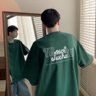 Men Summer Short Sleeves Tops Fashion Letter Printing Round Neck T-shirt Loose Casual Shirt dark green XXXL
