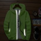 Men Sun Protection Coat Solid Color Quick-drying Hooded Sunscreen Shirt With Reflective Strip 615 green XL