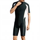 Men Sun Protective Swimsuit Short Sleeves Upf50+ Front Zipper Sunscreen Diving Suit For Swimming Surfing black L
