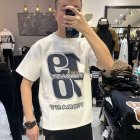 Men T-shirt Fashion Letters Printing Summer Round Neck Short Sleeves Tops Casual Large Size Shirt White 2XL