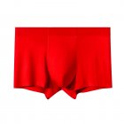 Men Underwear Plus Size Loose Modal Seamless Underpants Middle Waist Solid Color Breathable Underwear bright red L (45-57.5kg)