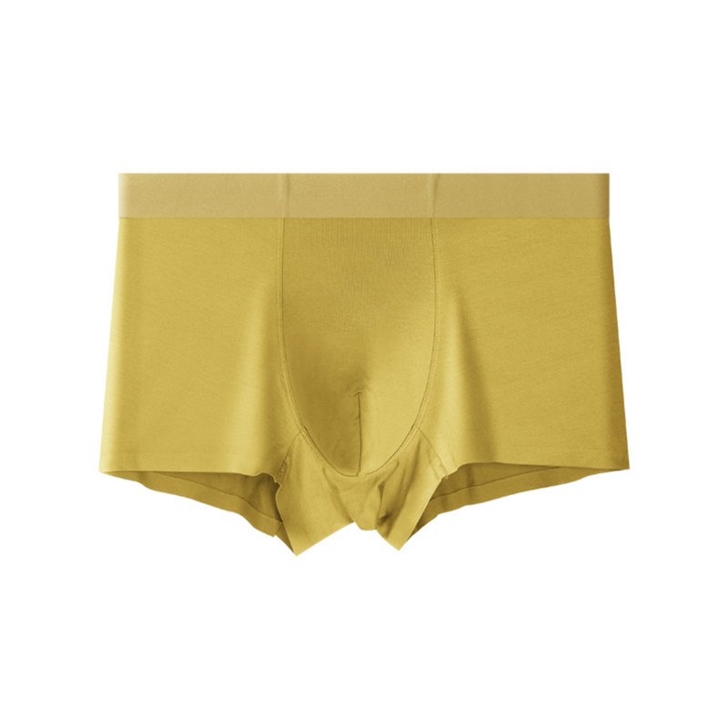 Men Underwear Plus Size Loose Modal Seamless Underpants Middle Waist Solid Color Breathable Underwear turmeric 4XL  (95-107.5kg)