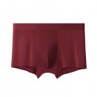 Men Underwear Plus Size Loose Modal Seamless Underpants Middle Waist Solid Color Breathable Underwear wine red 4XL  (95-107.5kg)