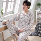 Men Winter Spring and Autumn Cotton Long Sleeve Casual Home Wear Pajamas Homewear 8819 red_XXL