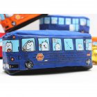 Men Women Cartoon Bus Shape Canvas Pencil Case Stationery Storage Bag blue_19*6.5cm
