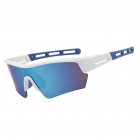 Men Women Cycling Glasses Anti-uv Outdoor Sport Sunglasses Goggles Fashion Driving Running Fishing Eyewear White Frame Blue Lens