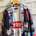 Men Women Loose Printing Sunscreen Three Quarter Sleeve Kimono Cardigan Shirt 131 M