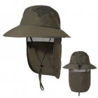 Men Women Outdoor Sun Hats With Lanyard Neck Flap Lightweight Breathable Upf 50+ Sun Protection Fishing Hat ArmyGreen