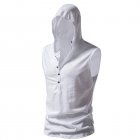 Men Workout Hooded Tank Tops Summer Solid Color Sleeveless Casual T-shirt For Running Fitness White L