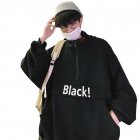 Men's Hoodie Autumn and Winter Loose Pullover Letter Printing Jacket Black _XL
