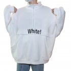 Men's Hoodie Autumn and Winter Loose Pullover Letter Printing Jacket White _M