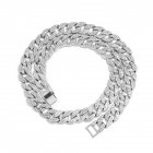 Men's Necklace Hip-hop Style Full-diamond Chain Necklace Bracelet Necklace-Silver 60cm