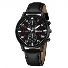 Men's Wrist Watch Simple Style Business Fake Leather Belt Quartz Watch black