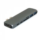 Metal Type-c Usb3.1 Usb-c Hdmi-compatible Usb 3.0 Adapter 7-in-1 Hub Splitter For Macbook Pro Gray