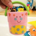 Mini Bath bucket Toy Small Bucket Miniature Dollhouse Accessories Simulation Pail Model Toys pink kitten