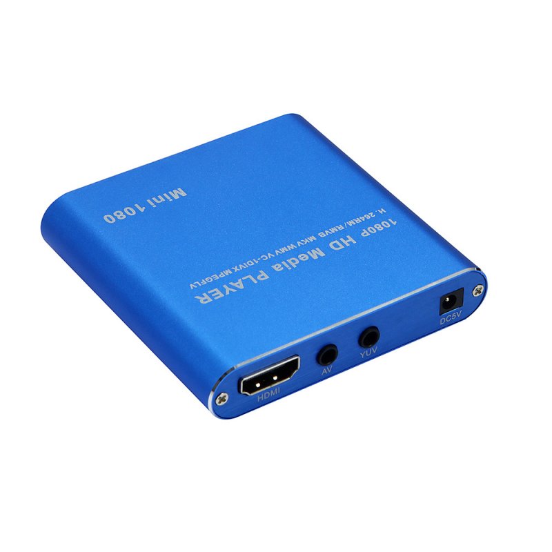 Mini Full HD 1080P Digital Streaming Media Player-MKV/RM-SD/USB HDD-HDMI CVBS  Blue US plug