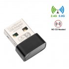 Mini Receiver Transmitter Dual-band Ac600mbps Wireless Network Card 2.4g and 5.8g Wireless Wifi Receiver Transmitter black