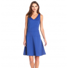 [US Direct] Missky Sleeveless V-neck Flare Swing Casual A-line Dress Blue_S