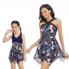 Mother Daughter Family Matching Swimsuit Summer Fashion Printing Parent-child Swimwear pink flower L