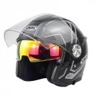 Motorcycle Helmet 3/4 Electrical Helemets Dual Visor Half Face Motorcycle Helmet   Black Silver Sky Array_M