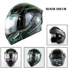 Motorcycle Helmet Unisex Double Lens Uncovered Helmet Off-road Safety Helmet Bright black and green lines_L