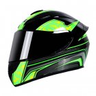 Motorcycle Helmet cool Modular Moto Helmet With Inner Sun Visor Safety Double Lens Racing Full Face the Helmet Moto Helmet Green lightning_L