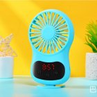 Multifunction Mini USB Fan Clock Travel Cooling Fan with Hanging Rope for Office Outdoor Home blue_130*70*20mm