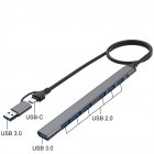 Multiport Adapter 4 In 1/7 In 1 USB C Dongle With Cable Slim Data Adapter 5Gbps High Speed USB Hub For Laptop Printer 7-port USB