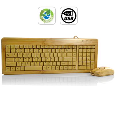 Bamboo Wooden PC Keyboard and Mouse