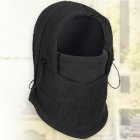 Thermal Fleece Balaclava Hat Hooded Neck Warmer Cycling Face Mask Outdoor Winter Sport Cycling Masked Cap black_Free size