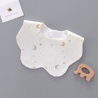 Newborn Saliva Towel Cute Cartoon Printing Petal Bibs Cotton Waterproof Adjustable Bib For Baby Aged 0-1 moon and stars
