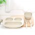 Nonslip Wheat Straw Dinnerware Set for Kindergarten Kids Baby Feeding Beige Three sets of plates