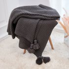 Nordic Tassels Knitted Blanket Pineapple Texture Air Conditioning Sofa Cover Blanket medium grey