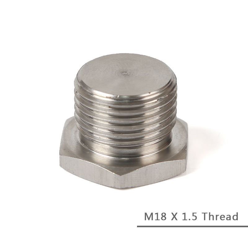 O2 Oxygen Sensor Bung Plug Cap M18 X 1.5 Thread Silver 304 Stainless Steel