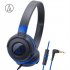 Original Audio Technica ATH S100iS Headset Wired Control Game Headphone with Micphone Bass Music Earphone for Cellphones Computer Black