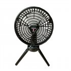 Outdoor Camping Tripod Fan 270 Degree Rotatable 2350 Rpm/min 3-levels Dimming Mini Fan With Led Lamp black