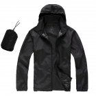 Outdoor Hooded Windbreaker Jacket For Men Women Sunscreen Windproof Quick-drying Large Size Coat For Fishing Cycling black M