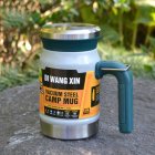 Outdoors Stainless Steel Vacuum Cup Tea Cup Office Double Layers Filter Mug with Handle light grey